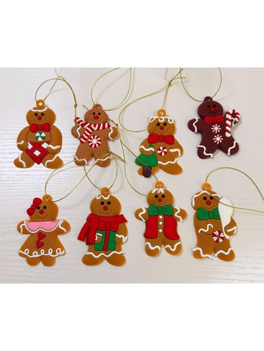 Gingerbread Man Woman Christmas Ornament Set of 8 Festive Holiday Decorations